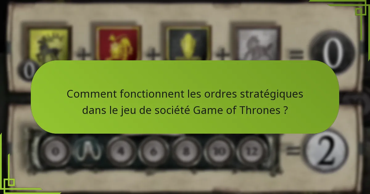 Comment fonctionnent les ordres stratégiques dans le jeu de société Game of Thrones ?